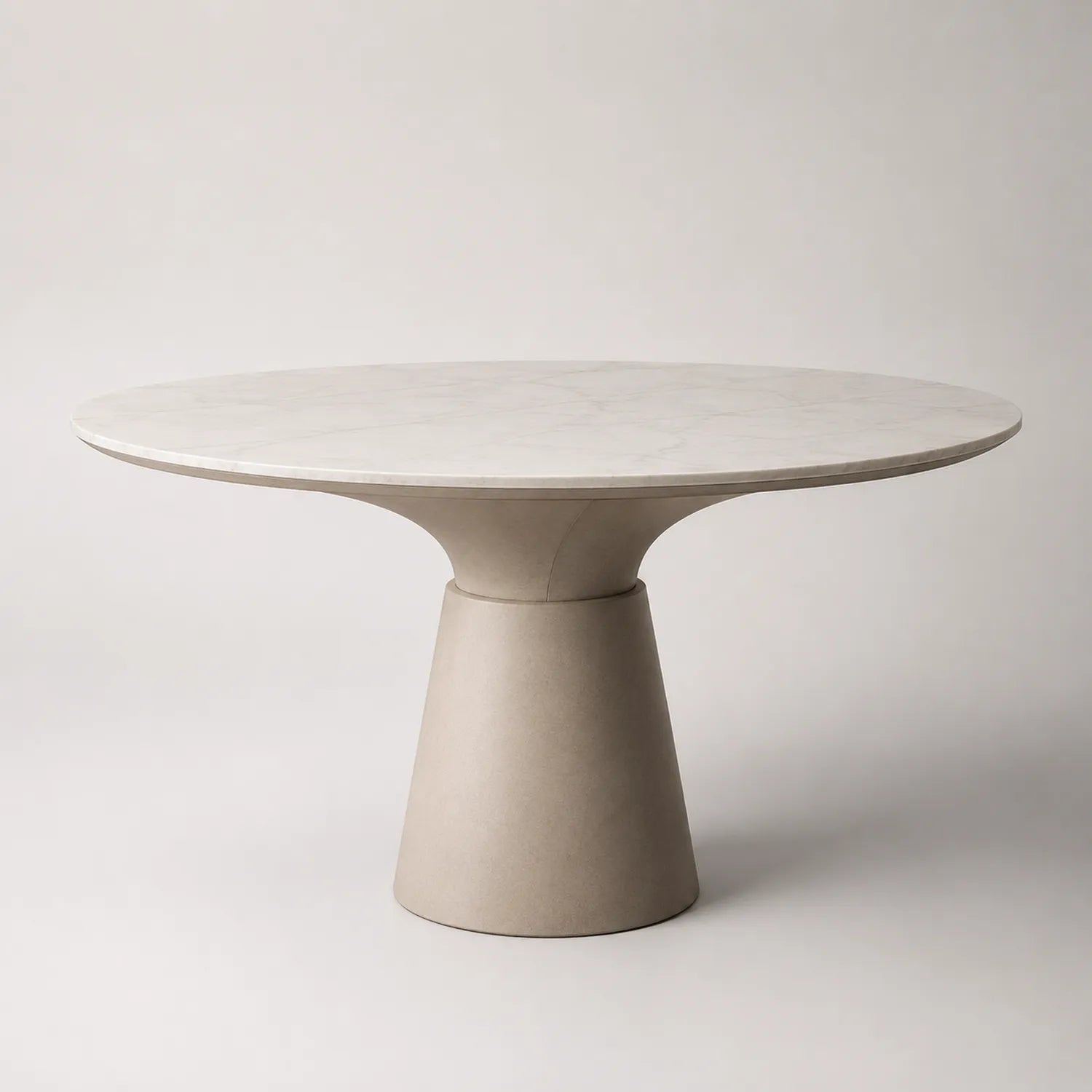 Runder Esstisch aus Marmor und Beton, Durchmesser 120 cm, Beige