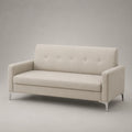 3-Sitzer Sofa Beige Stoff Edelstahlbeine