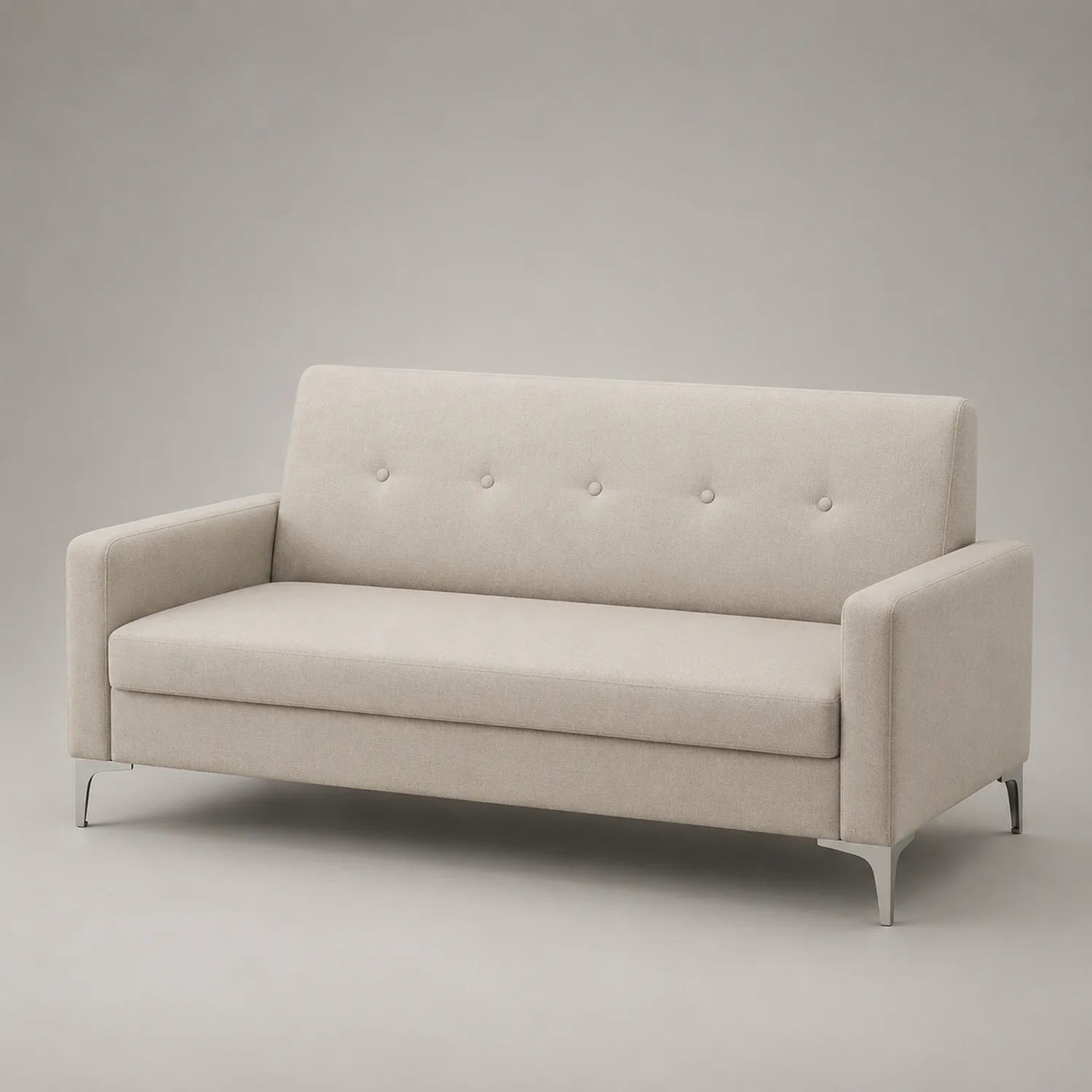 3-Sitzer Sofa Beige Stoff Edelstahlbeine