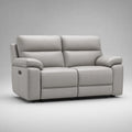 Zweisitzer Sofa Leder Hellgrau Elektrisch Verstellbar
