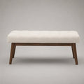 Sitzbank aus Walnussholz und Leinen Beige 120x40x45 cm