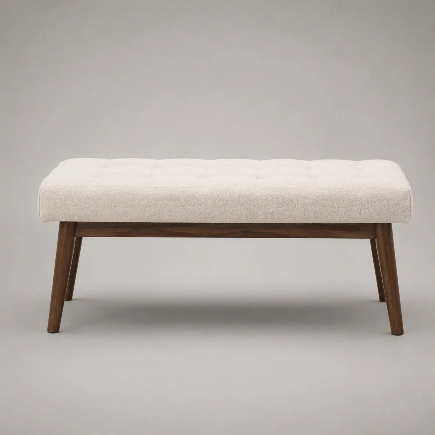 Sitzbank aus Walnussholz und Leinen Beige 120x40x45 cm
