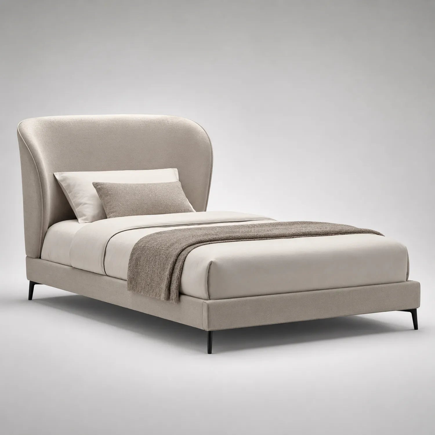 Polsterbett mit Stoffbezug und Metallbeinen 200x140 cm Beige