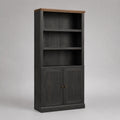 Schwarzes Bücherregal aus Eichenholz mit Türen 180 cm