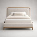 Holzbett mit Polyesterbezug 200x160 cm Beige