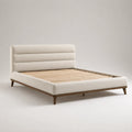 Holzbett mit Leinenbezug 200x180 cm Creme
