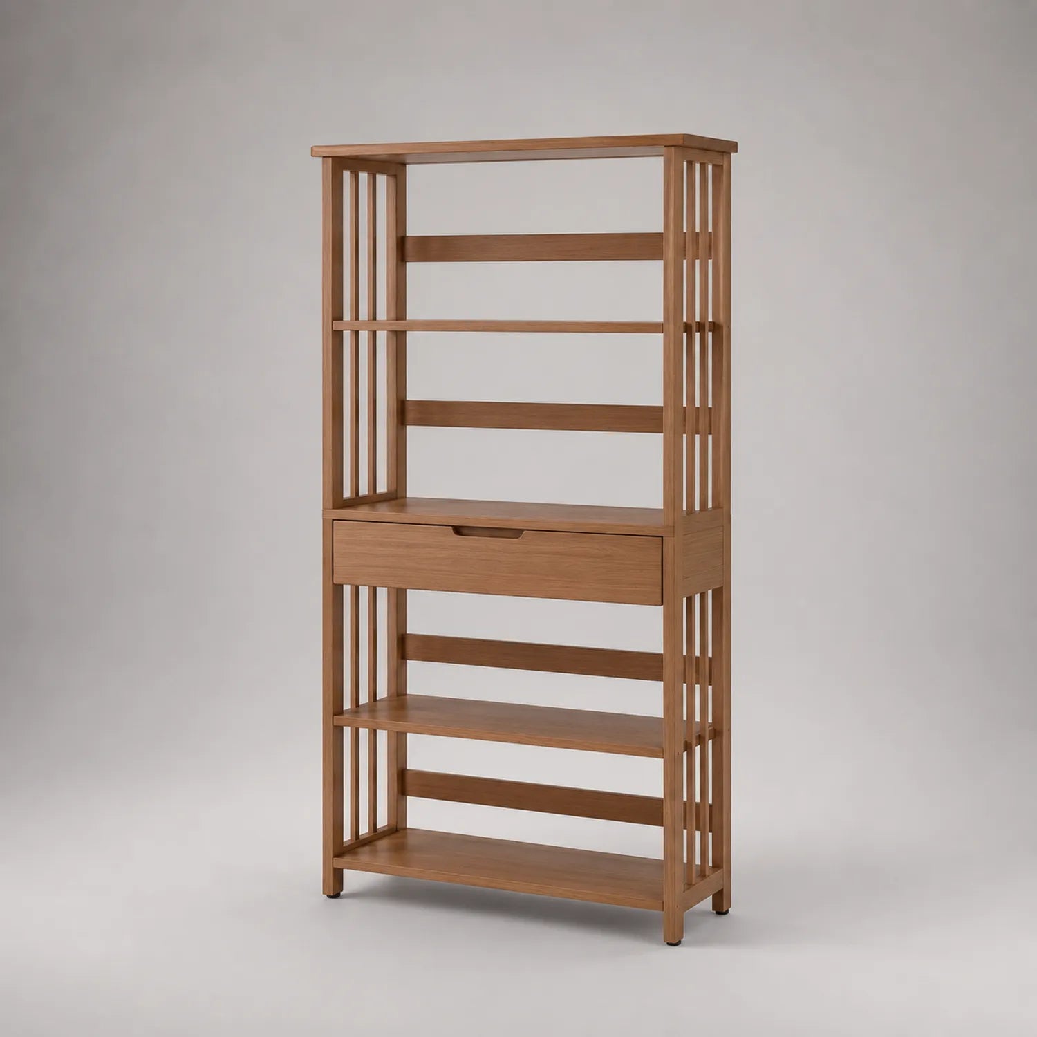 Holzregal aus Eiche mit Schublade Braun