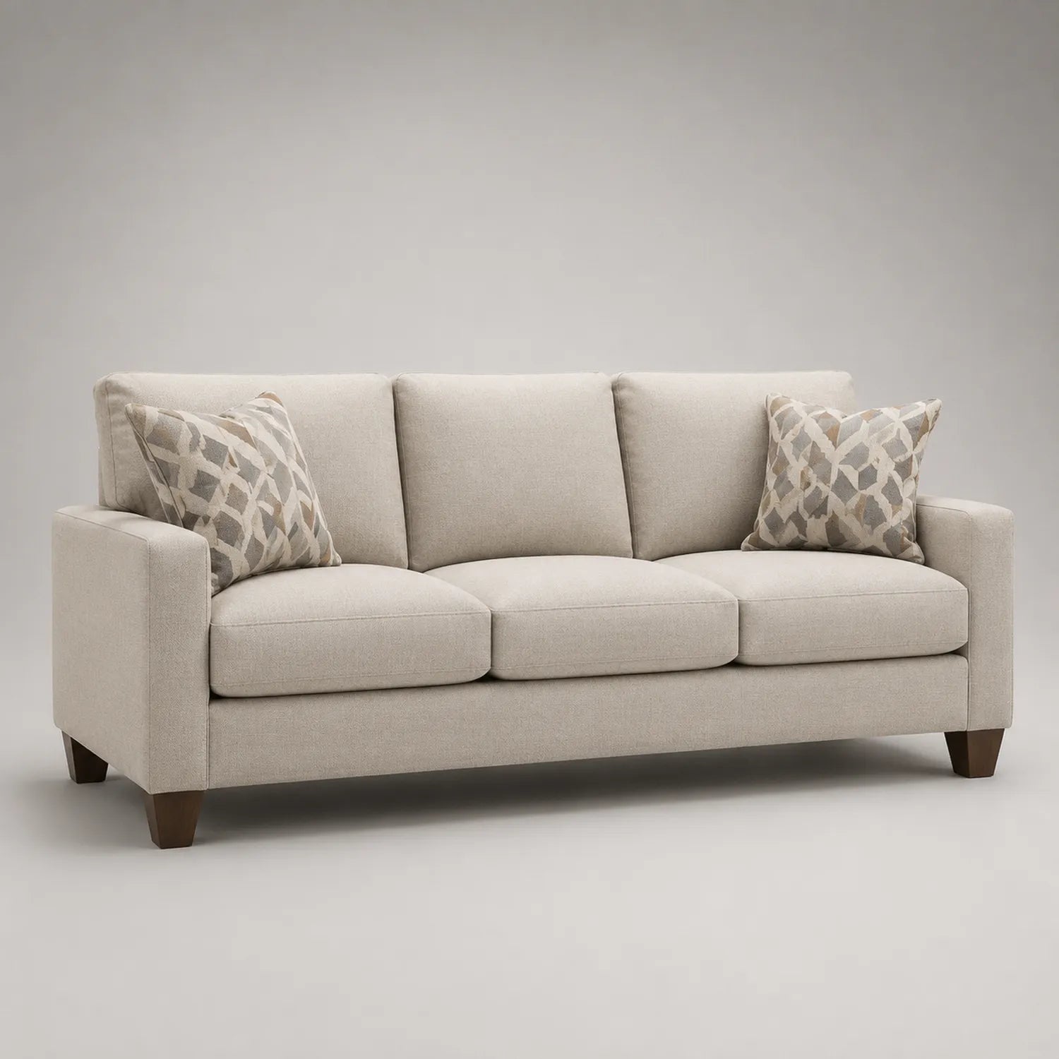 3-Sitzer Stoffsofa Beige mit Holzfüßen