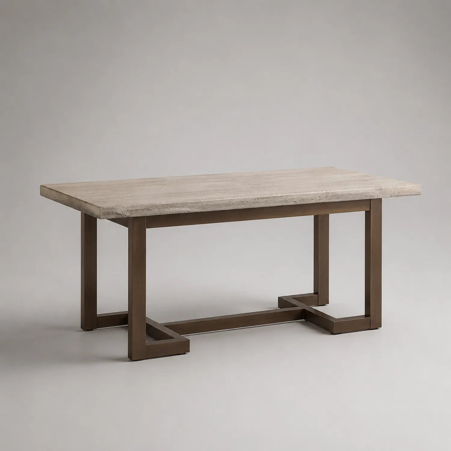 Esstisch Travertinplatte Metallrahmen 200cm Beige/Braun