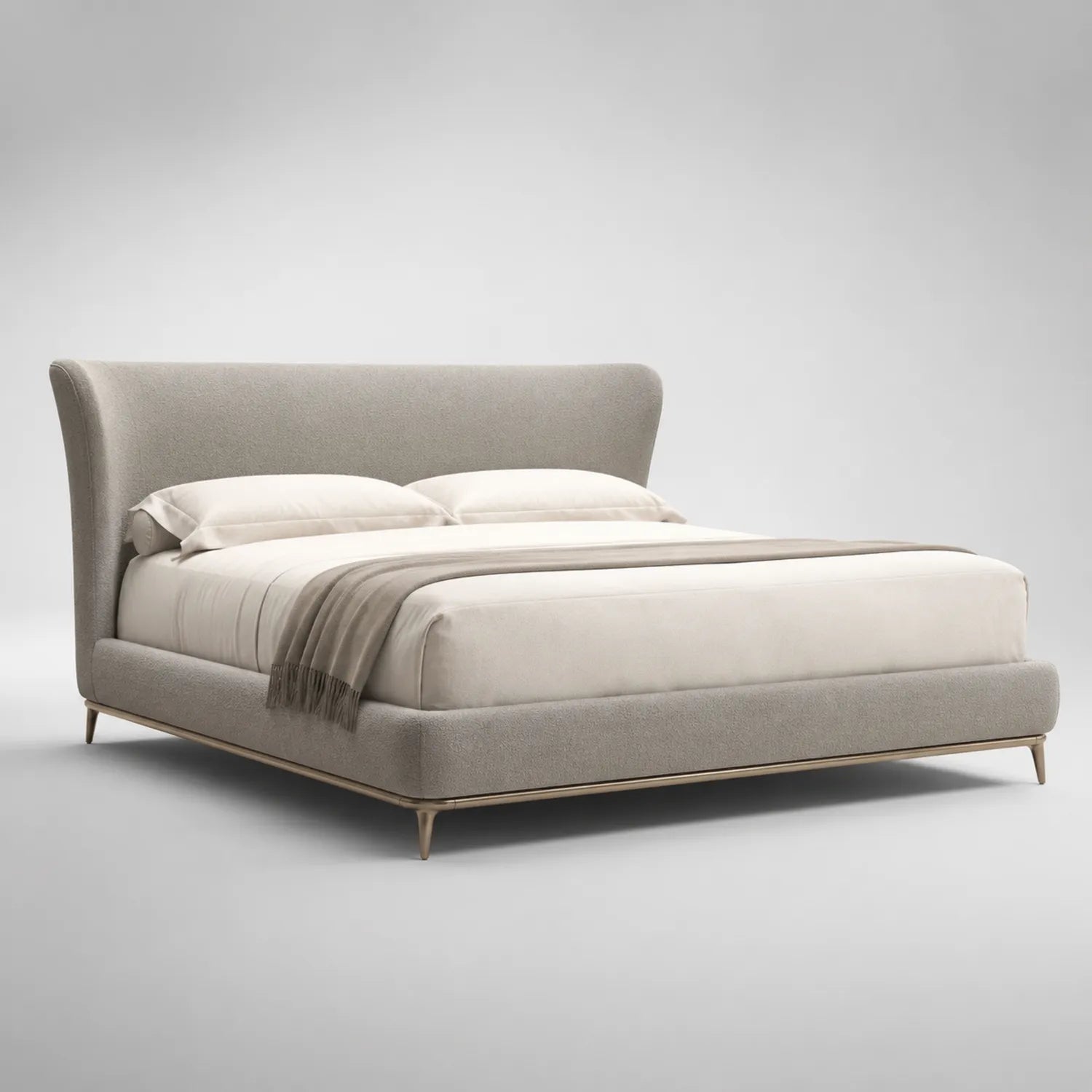 Doppelbett mit Stoffbezug in Hellgrau 200x200 cm