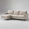 Ecksofa mit Ottomane aus Stoff und Metall in Beige