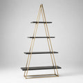 A-förmiges Regal aus Metall und MDF in Schwarz und Gold