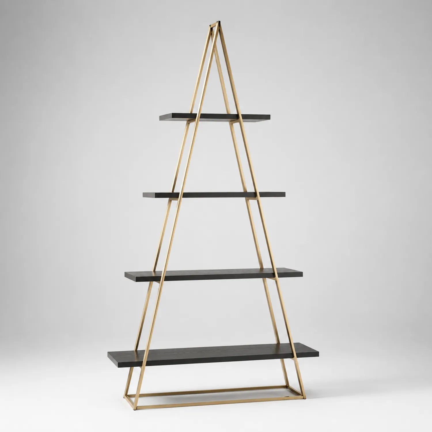 A-förmiges Regal aus Metall und MDF in Schwarz und Gold