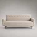 3-Sitzer Sofa Beige Polyester-Leinen Massivholz