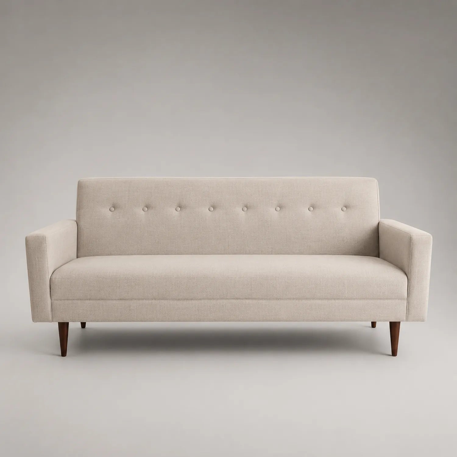 3-Sitzer Sofa Beige Polyester-Leinen Massivholz