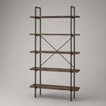 Regal 5 Ebenen Holzoptik Metallgestell Dunkelbraun Schwarz