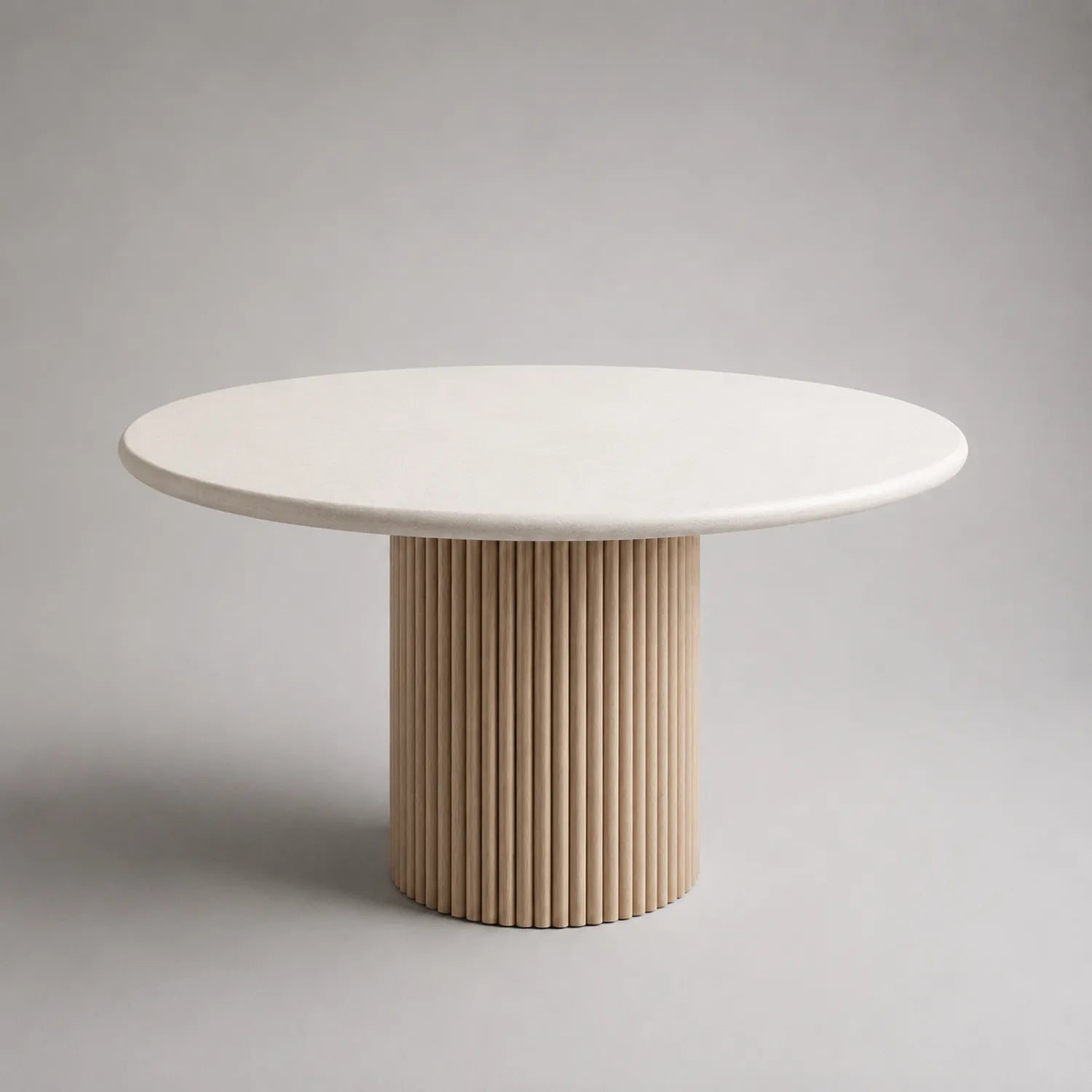 Runder Esstisch aus Marmor und Holz 120 cm Beige