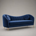 Sofa aus Samt Blau mit goldfarbenen Metallfüßen 180 cm