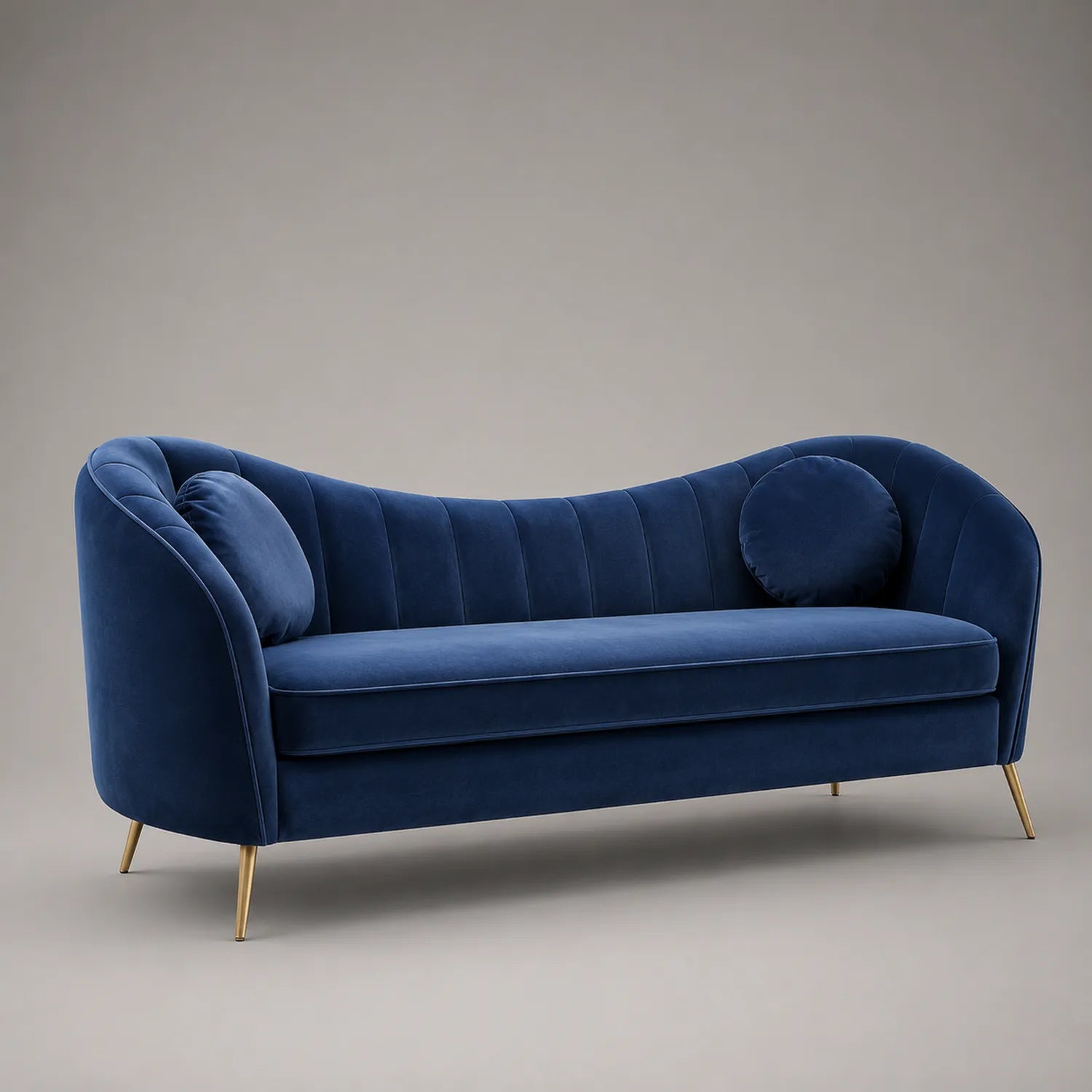 Sofa aus Samt Blau mit goldfarbenen Metallfüßen 180 cm
