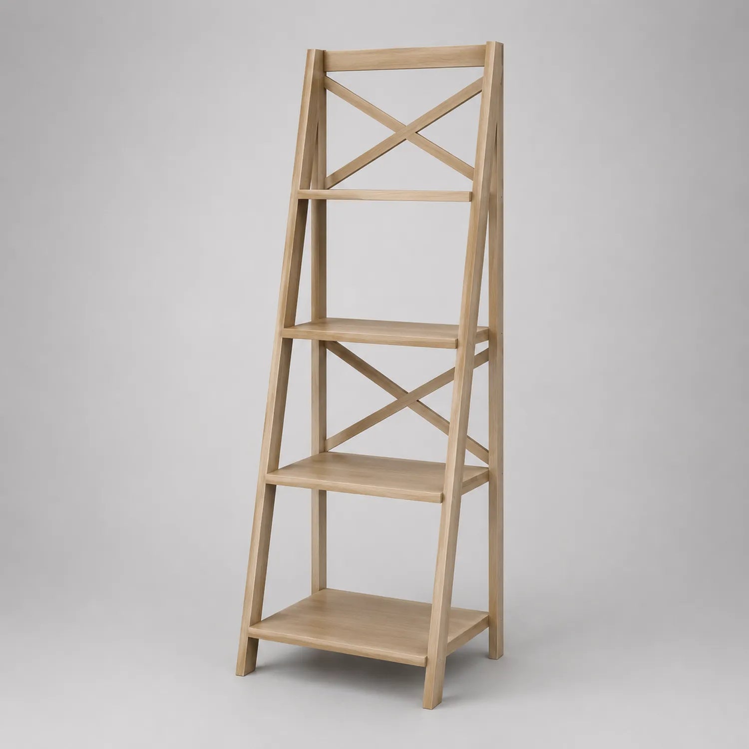 Holzregal 4 Etagen Eichenholz Natur 53x33x143 cm