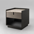 Nachttisch Eiche mit Marmorplatte und Schublade - Schwarz/Beige