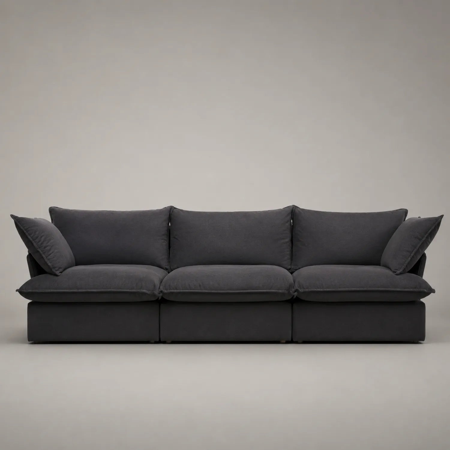 Modulares 3-Sitzer Sofa aus Baumwolle Dunkelgrau 210 cm