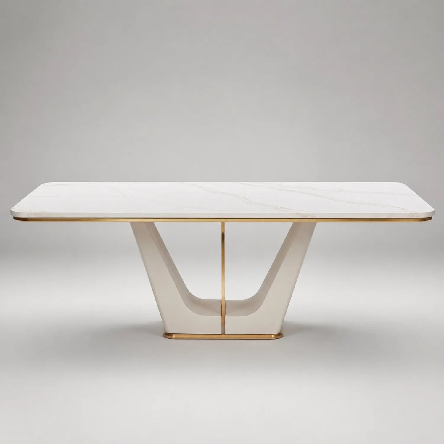 Esstisch aus MDF in Marmoroptik mit Metallgestell 200x100 cm Weiß/Gold