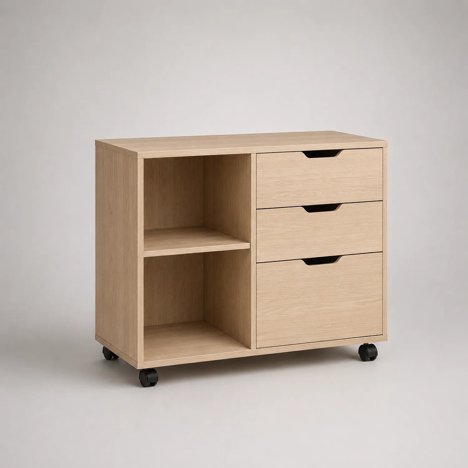 Holz Schrank mit Rollen und Schubladen