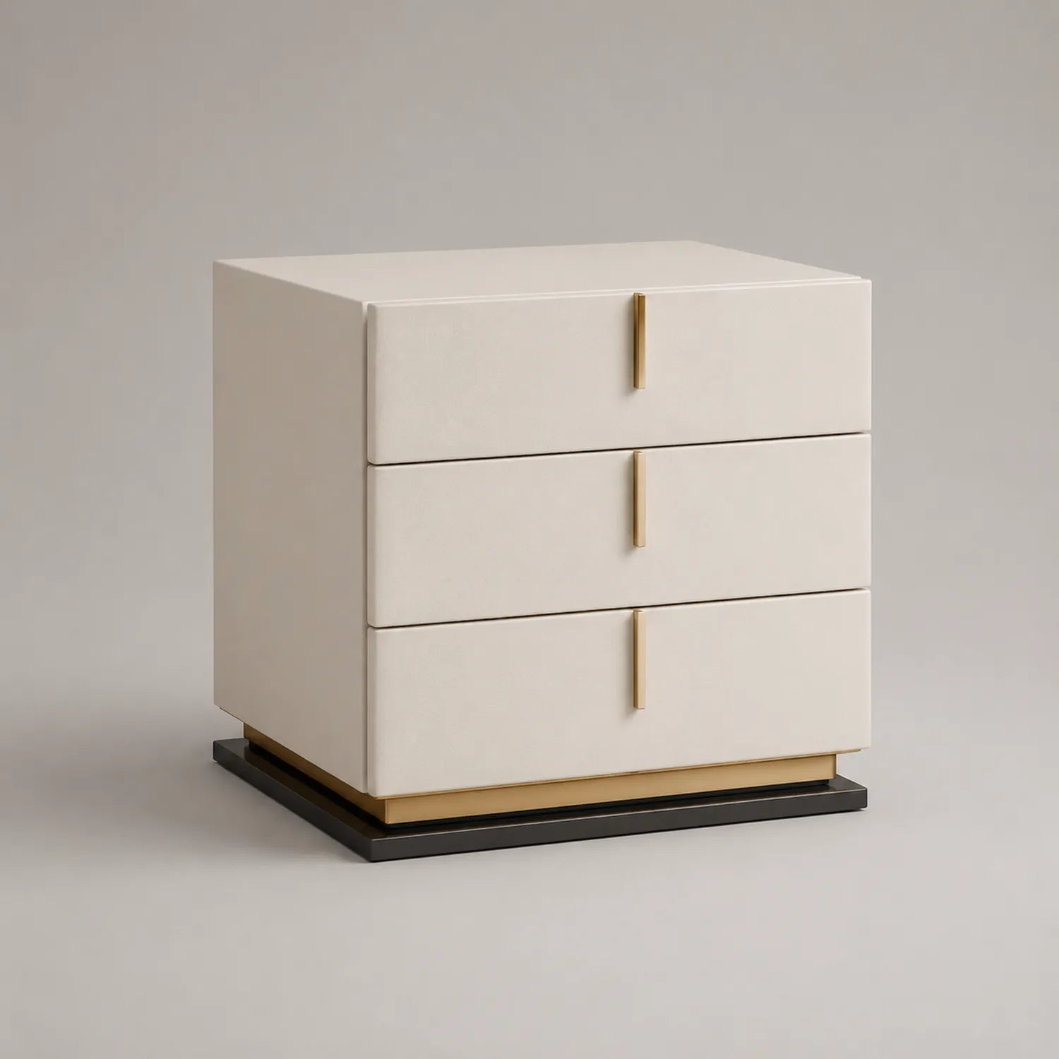MDF Nachttisch mit drei Schubladen Beige und Metall