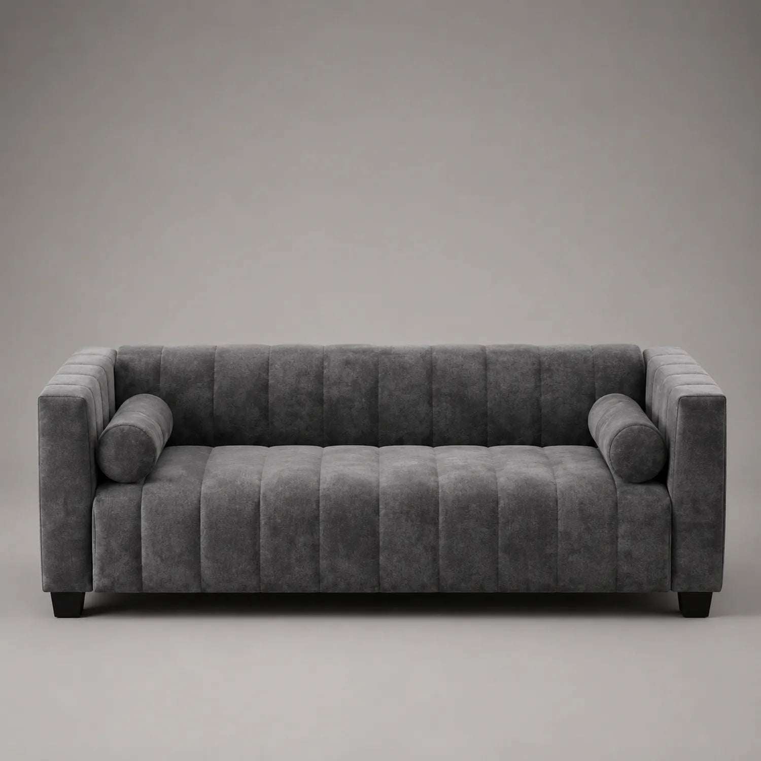 Samt Sofa in Dunkelgrau mit Abnehmbaren Kissen
