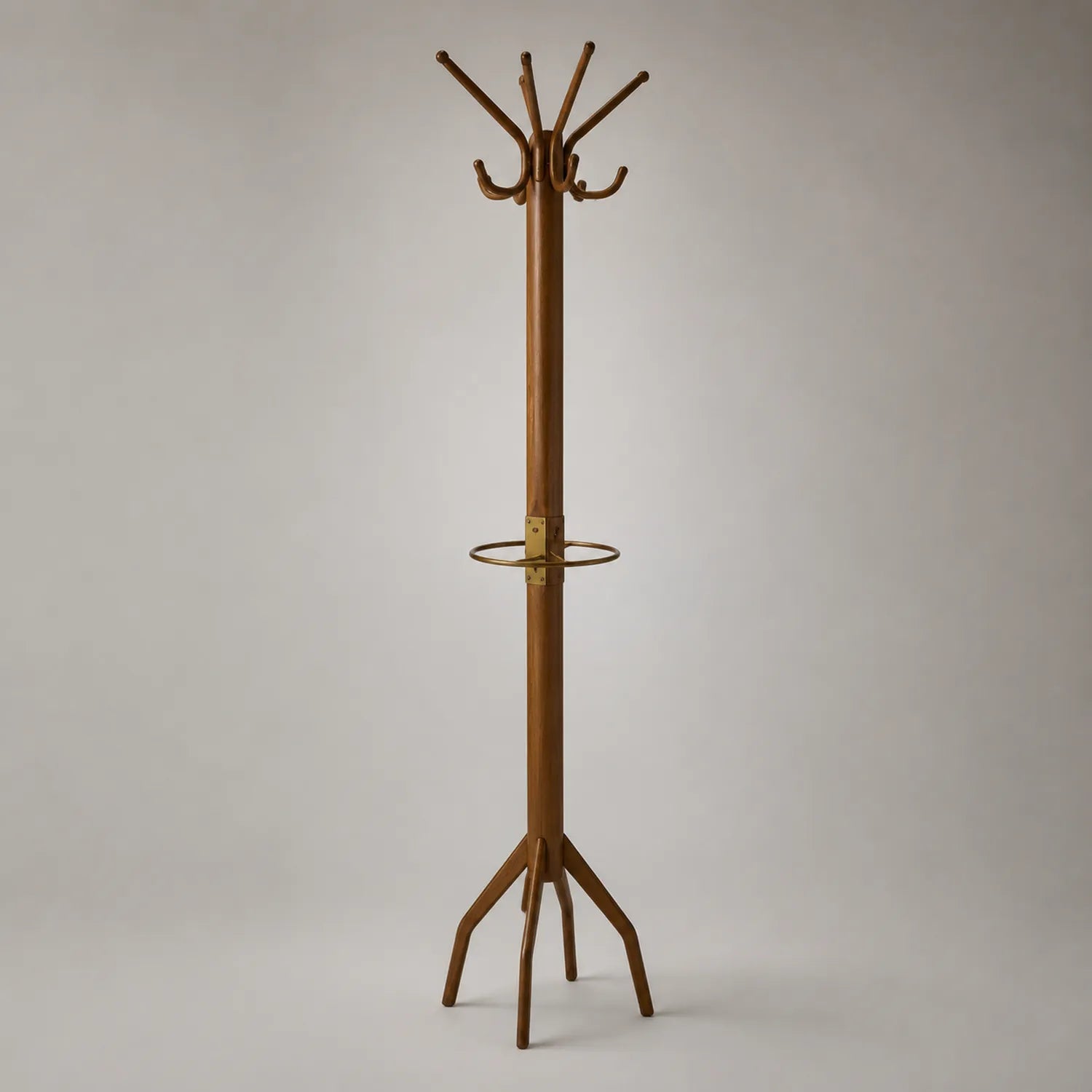 Holz Garderobenständer mit 8 Haken und Schirmhalter 175 cm