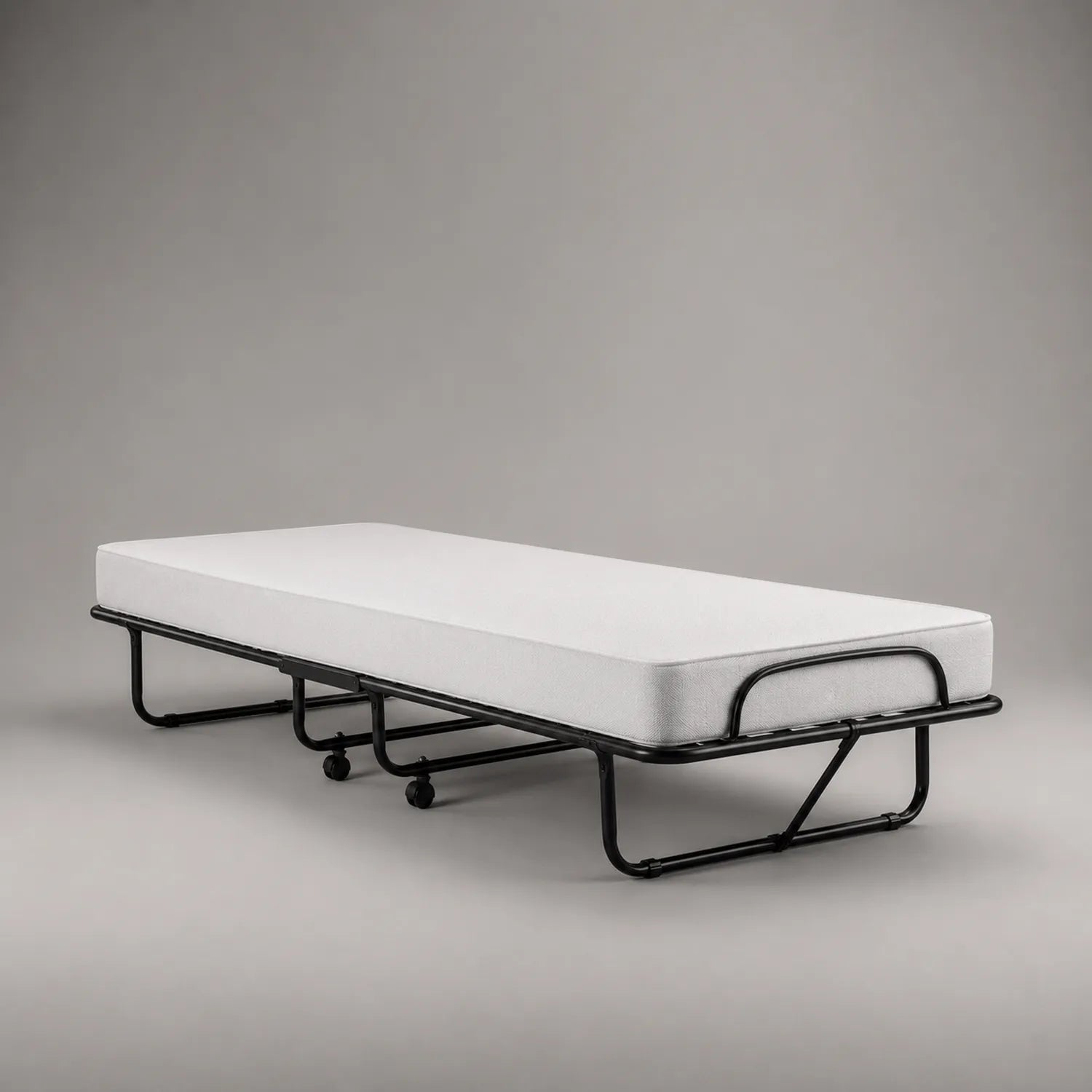 Metall Klappbett 80x190 cm Schwarz mit Polyurethanschaum-Matratze