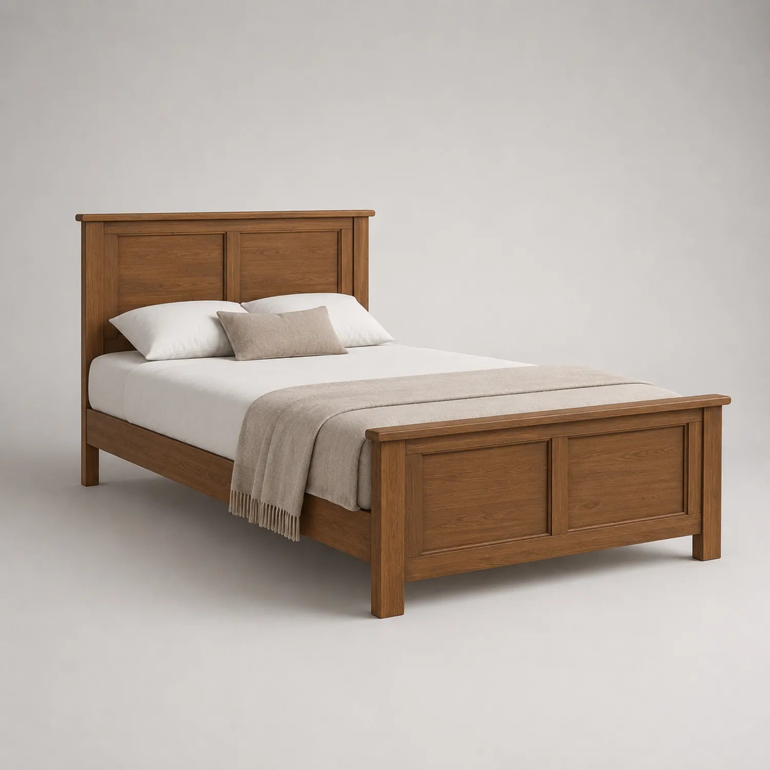 Doppelbett aus Eichenholz mit Matratze und Kissen 200x160 cm