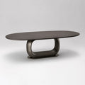 Esstisch Oval Holzfurnier Metall Dunkelbraun 200x100 cm