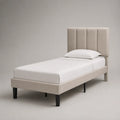 Einzelbett mit Stoffbezug Beige 200 cm x 100 cm
