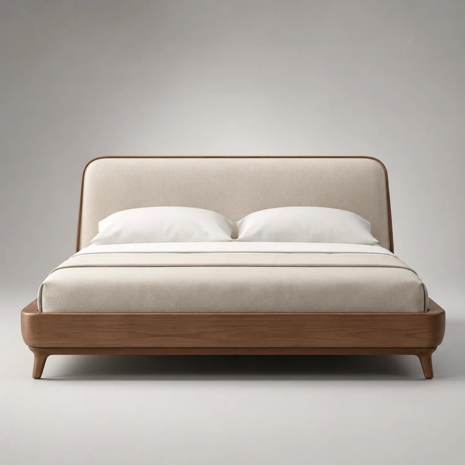 Massivholzbett mit Polyesterkopfteil 200x180cm Beige