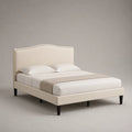 Polsterbett 200x180 cm Beige Massivholzrahmen