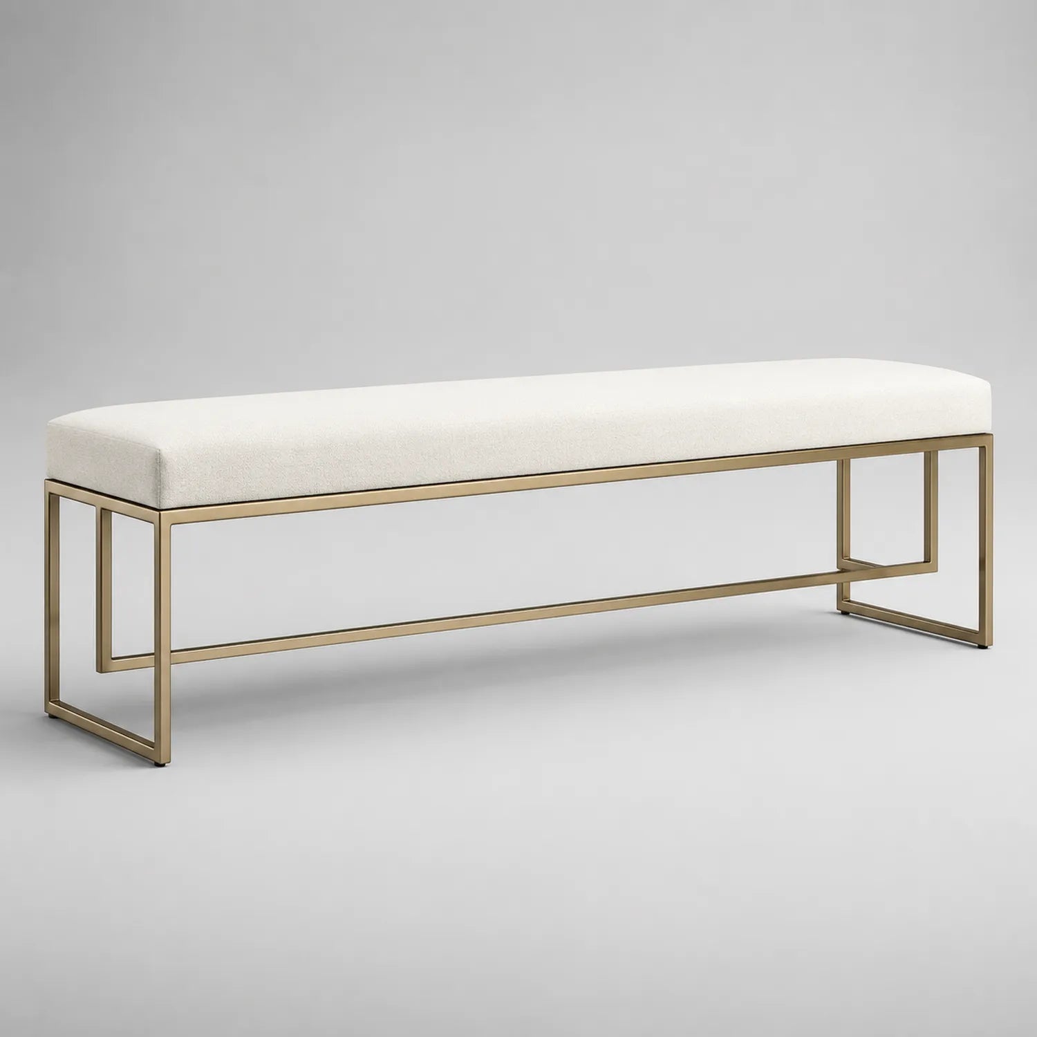 Bank aus Metall mit weißem Polster, 140 cm