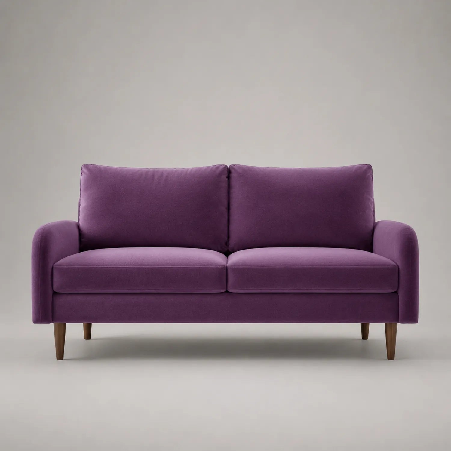 Zweisitzer-Sofa aus Samt in Violett mit Holzbeinen