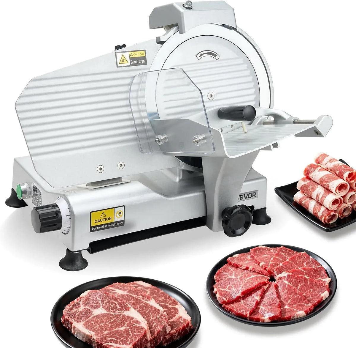VEVOR Fleischschneidemaschine, Aufschnittmaschine, Fleischschneider, Allesschneider, Schneidemaschine für Lebensmittel, 25 cm, 320 W, 10 mm