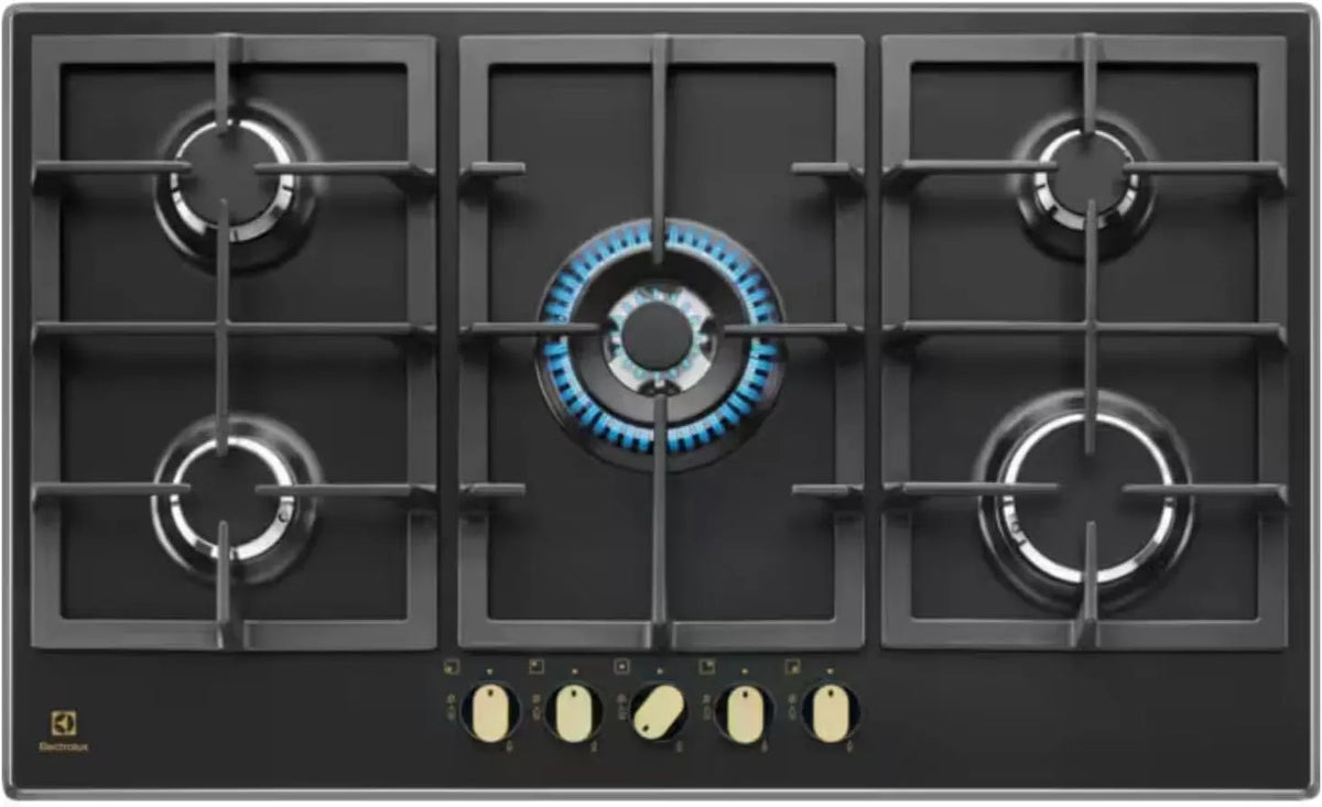 Electrolux KGS 9536 Gaskochfeld, 90 cm, Gusseisen, Gaskocher, Schwarz