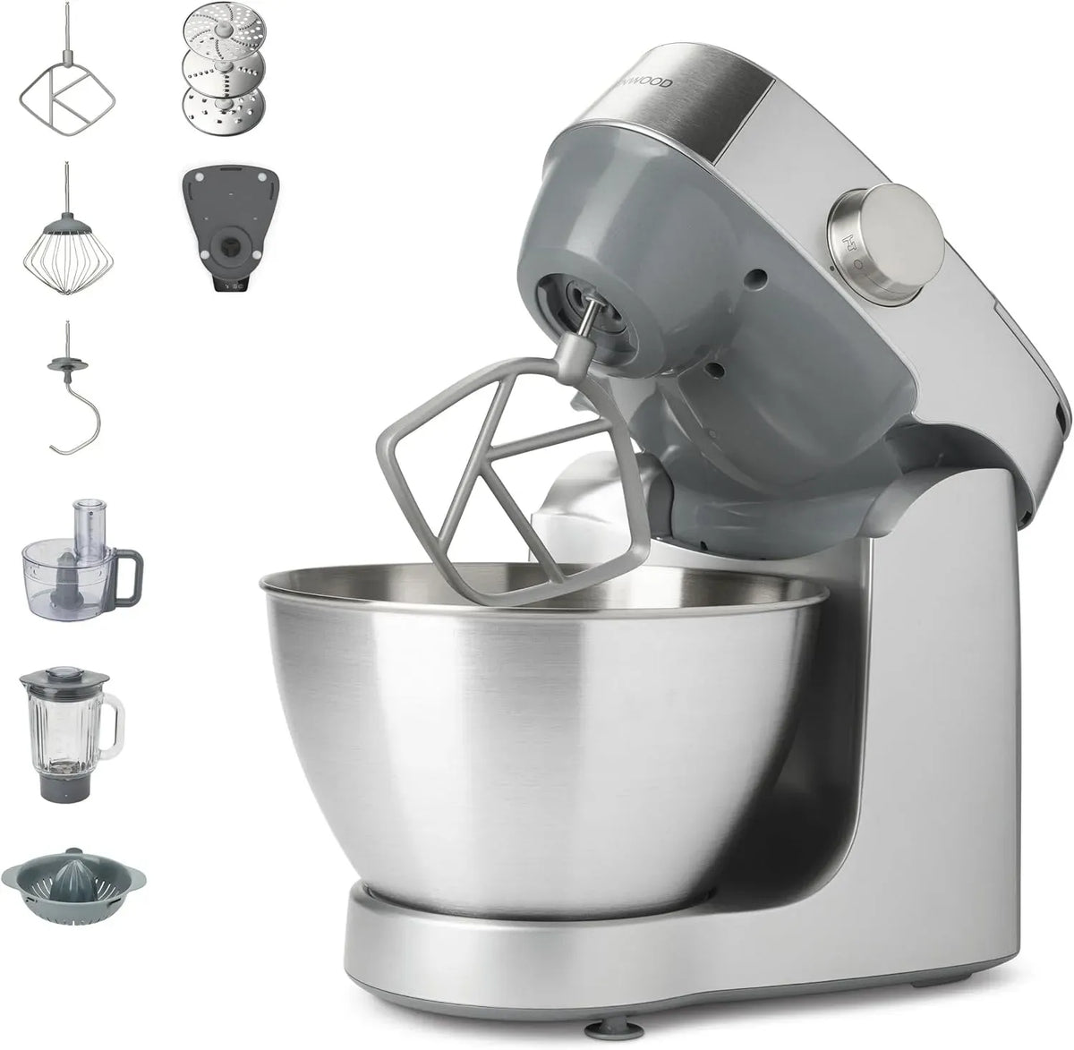 Kenwood KHC29A.O0SI Gerätezubehör, 4,3 L, Edelstahl, Silber, Food Processor 3 Scheiben, Schüssel aus Edelstahl 4,3 l