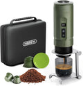 Espressomaschine, HIBREW H4C, tragbar, Camping, Grün, Klappbarem Halter und Tragetasche, Aufladbare Kaffeemaschine für Camping und Reisen
