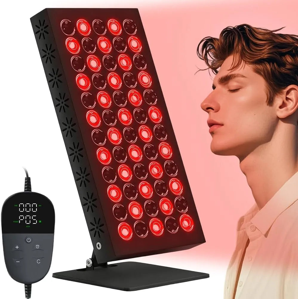 60LEDs 850nm Infrarotlampe, Therapiegerät, Wärmelampe, 50 W, 660nm, Boost, Timer, Wärmefunktion, für Gesicht, Rotlichtlampe