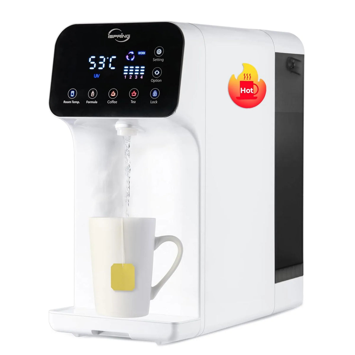 RCD100-E Umkehrosmoseanlage, Wasserspender, Auftisch, 2 Temperaturzonen, iSpring