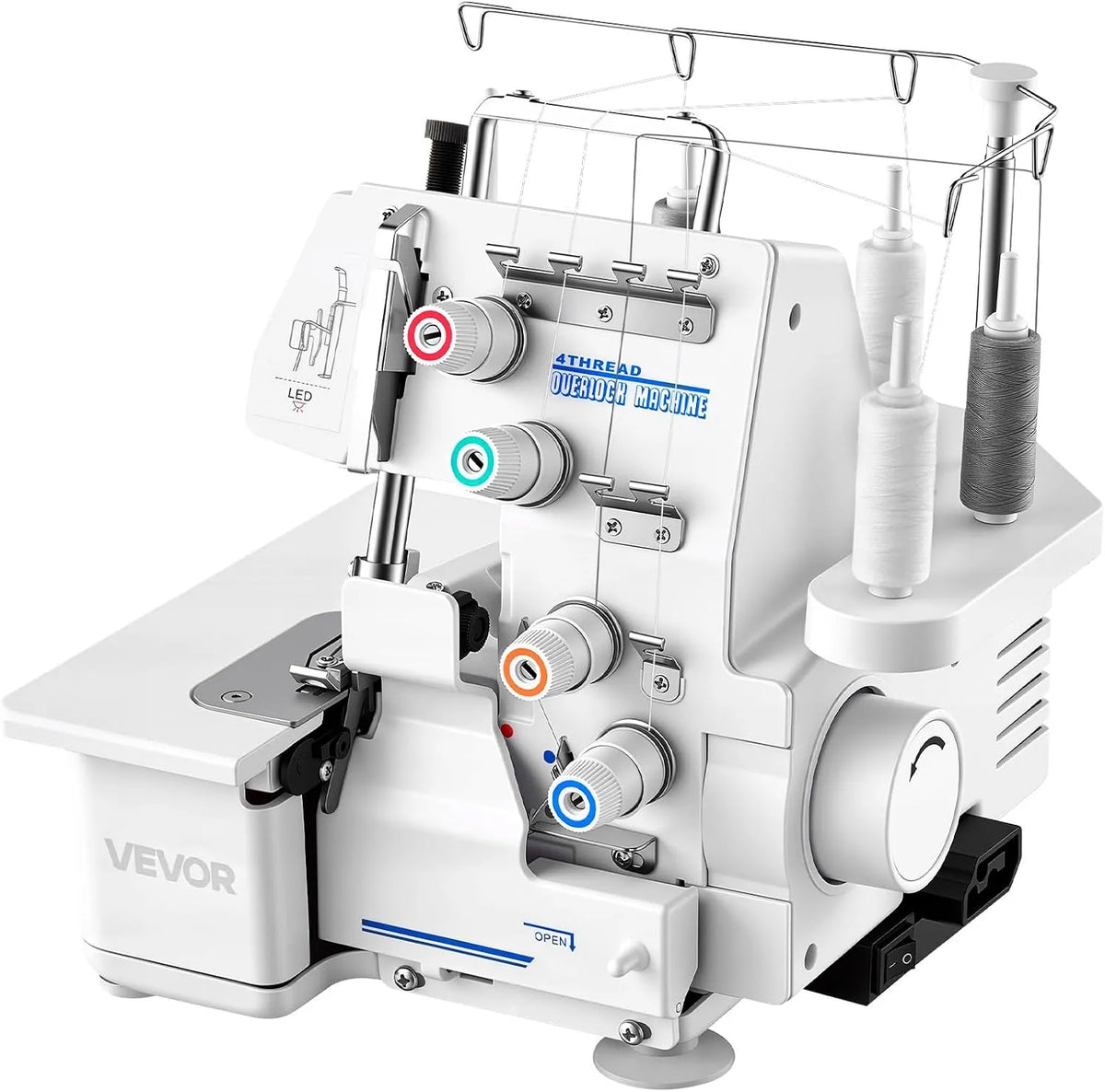 VEVOR Overlock-Nähmaschine, elektrische Nähmaschine, 1250 Stiche, Weiß, für verschiedene Stoffe