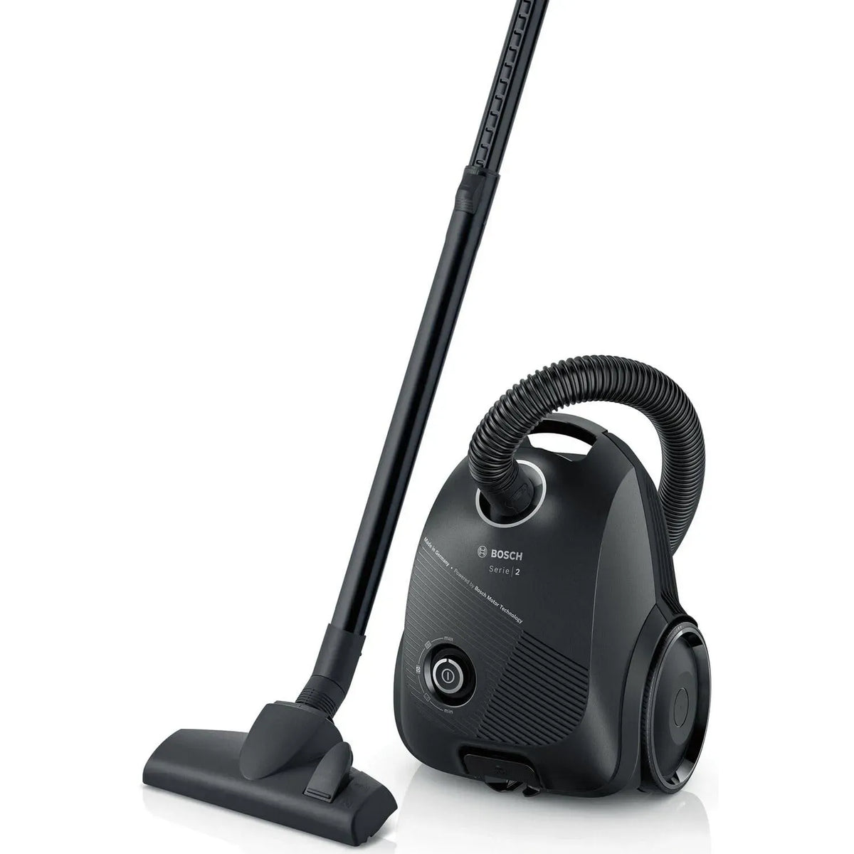 Bosch BGLS2BA1 Staubsauger, 600 W, Schwarz, elektrisches Staubsauggerät, Bodenstaubsauger mit hoher Leistung