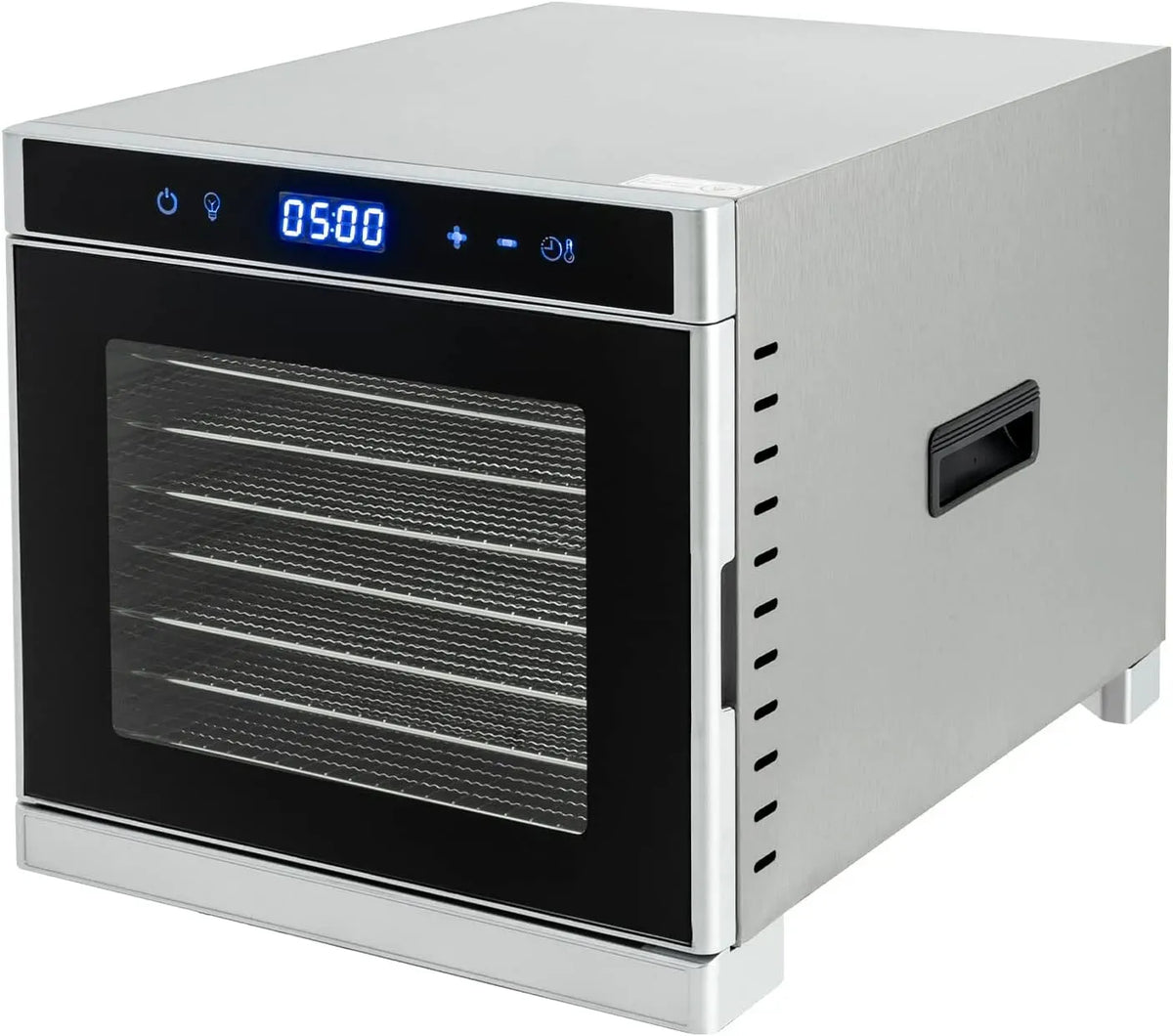 Wäschetrockner, 700 W, 35 bis 75 °C, Timer, Edelstahl, Dörrautomat Edelstahl Dörrgerät mit Timer
