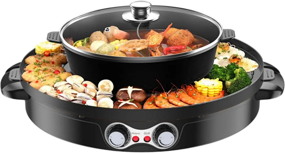 Elektrogrill, Topf, elektrischer Multikocher mit Grill, 2200 W, 220 V, Schwarz, für Wohnheim Zuhause
