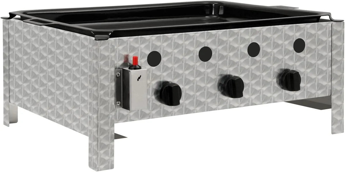 3-flammig Gastrogasgrill, Gastrogrill, Tisch, elektrischer Tischgrill, Grill mit Gasbetrieb, 64 x 52 x 27 cm, Gastronomie, Edelstahl, BBQ-Toro
